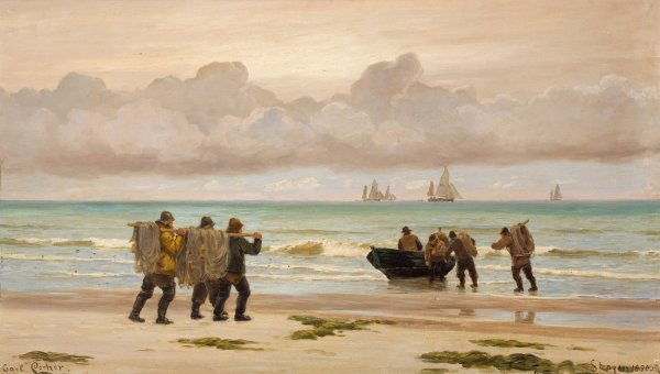 Setting Sail  by Carl Locher - Hand-Painted Oil Painting Reproduction