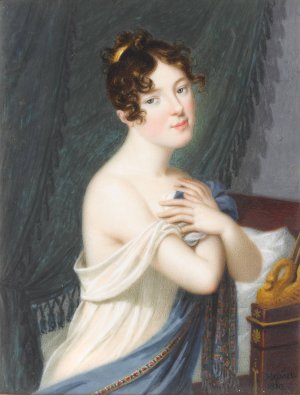 Portrait of a young lady Oil painting by Carl Ludwig Hummel De Bourdon