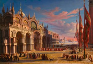 Piazza Di San Marco, Venice by Carl Ludwig Rundt Oil Painting