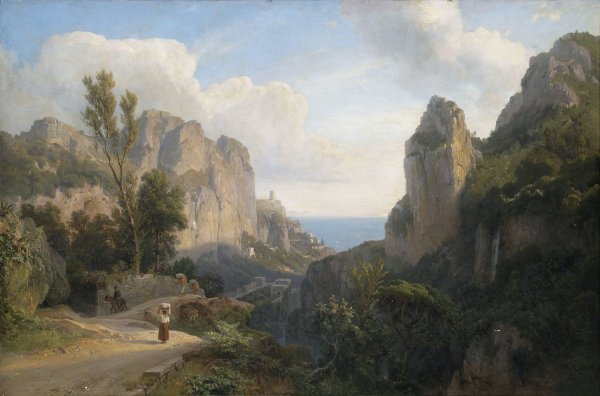 Das Muhlental bei Amalfi  by Carl Maria Nicolaus Hummel - Hand-Painted Oil Painting Reproduction