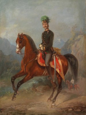 Equestrian Portrait Of An Austrian Field Marshal Lieutenant by Carl Martin Ebersberg Oil Painting