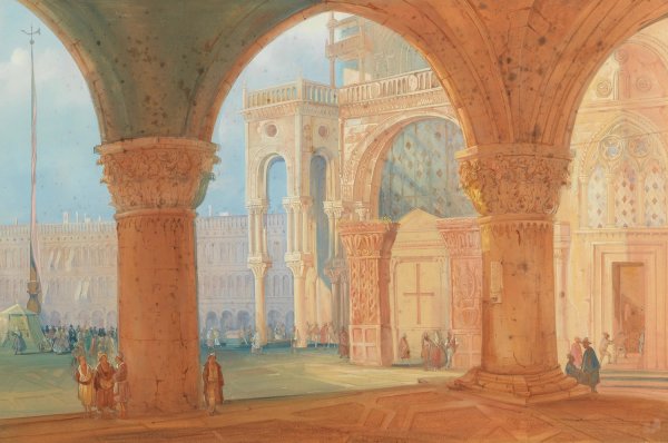 Piazza San Marco by Carl Martin Laeisz - Hand-Painted Oil Painting Reproduction