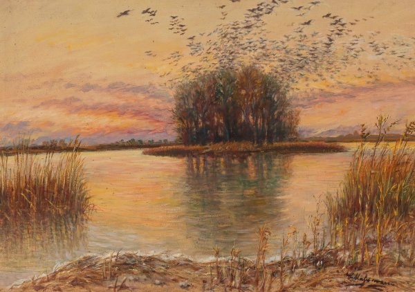 Tageserwachen. Prater. Heustadlwasser by Carl Massmann - Hand-Painted Oil Painting Reproduction
