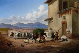 The Bulls by Carl Max Gerlach Quaedvlieg Oil Painting