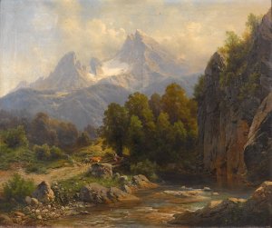 Blick auf den Watzmann by Carl Millner Oil Painting