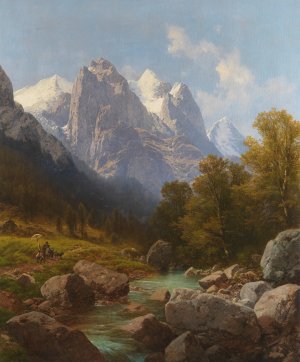 Der Maler im Gebirge by Carl Millner Oil Painting