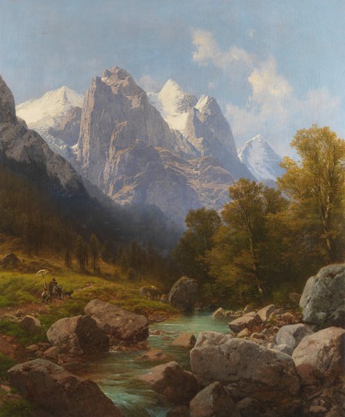 Der Maler im Gebirge  by Carl Millner - Hand-Painted Oil Painting Reproduction