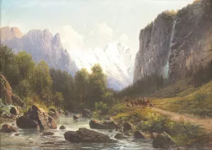 Hunting party in the mountains Oil painting by Carl Millner