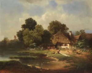 Landschaft mit Bauernhof by Carl Millner Oil Painting