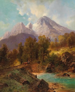 The Watzmann Near Berchtesgaden by Carl Millner Oil Painting