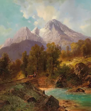 The Watzmann Near Berchtesgaden by Carl Millner Oil Painting