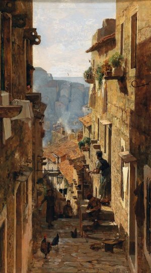 A Street in Ragusa by Carl Moll Oil Painting