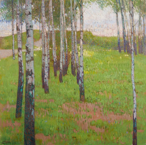 Main Product Photo of Birkenwaldchen im Abendlicht  Painting by Carl Moll
