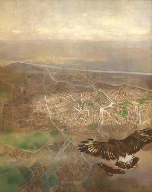 Blick auf Wien aus der BallonhOhe von 3000m uber der SchOnbrunner Gloriette by Carl Moll Oil Painting