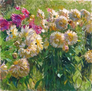 Dahlias by Carl Moll Oil Painting