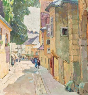 Die Dr. Seipel-Strase in Modling by Carl Moll Oil Painting