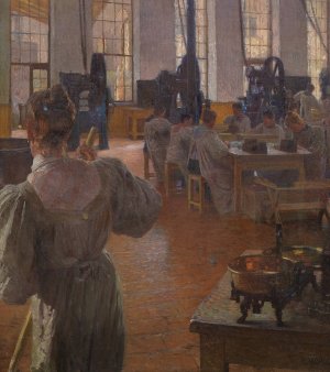 In der Kaffeemittelfabrik by Carl Moll Oil Painting
