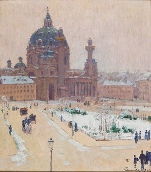 Karlskirche im Winter by Carl Moll Oil Painting