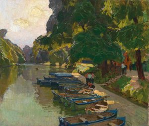 Landing stage at Heustadlwasser by Carl Moll Oil Painting