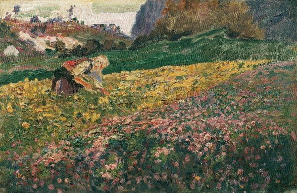 Main Product Photo of Madchen in der Blumenwiese  Painting by Carl Moll