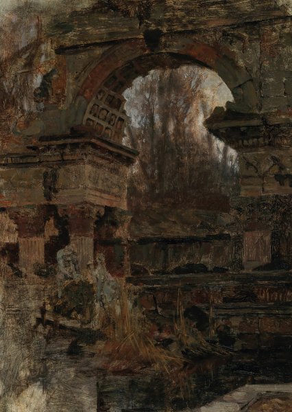 Romische Ruine in SchOnbrunn by Carl Moll - Hand-Painted Oil Painting Reproduction