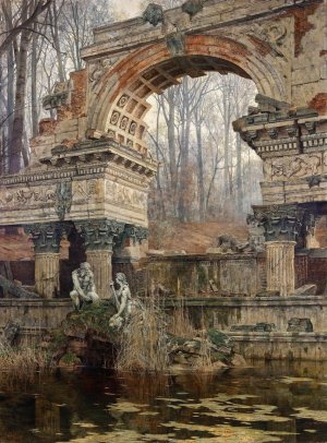 The Roman ruin in Schonbrunn by Carl Moll Oil Painting