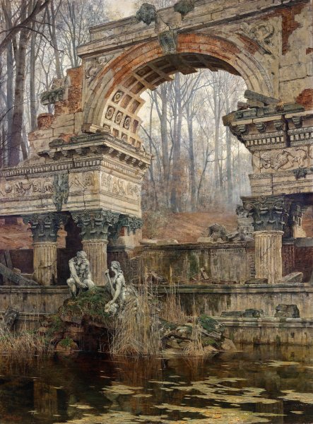 Main Product Photo of The Roman ruin in Schonbrunn  Painting by Carl Moll