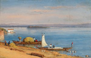 A View of Rudesheim am Rhein by Carl Morgenstern Oil Painting