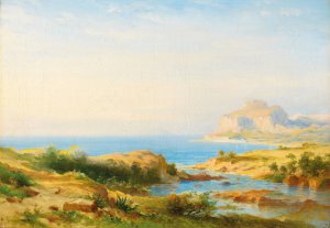 Seelandschaft Cefalù, Sicily by Carl Morgenstern Oil Painting