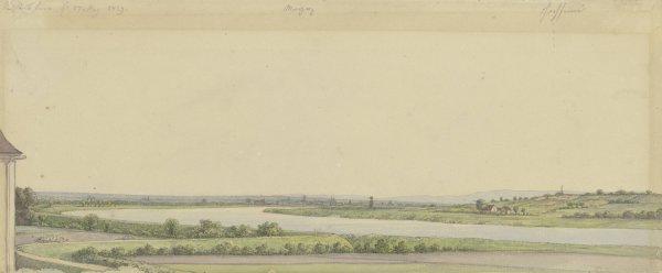 Main Product Photo of View from Russelsheim across the Main to Mainz and Hochheim, May 17  Painting by Carl Morgenstern