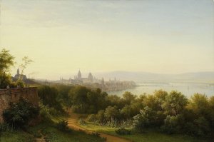 View of Mainz on the Rhine by Carl Morgenstern Oil Painting