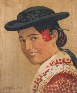 Tiroler Bauernmadchen by Carl Moser Oil Painting