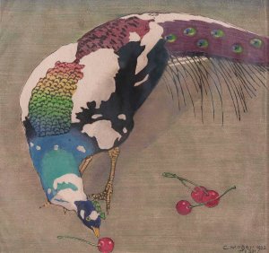 Weisgefleckter Pfau by Carl Moser Oil Painting