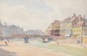 Ferdinandsbrucke Wien by Carl Muller Oil Painting