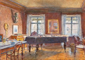 Music room of Johannes Brahms by Carl Muller Oil Painting