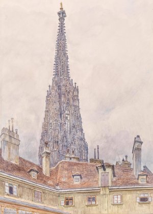 Stefansturm vom Deutschordenshaus by Carl Muller Oil Painting