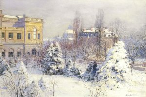Blick von Suden auf das Stadelsche Kunstinstitut im Winter by Carl Nebel Oil Painting
