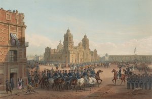 Genl. Scott's entrance into Mexico, Plate 45 by Carl Nebel Oil Painting