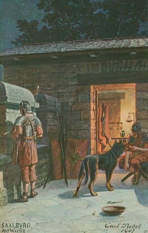 Saalburg; Auf Wache (on guard) by Carl Nebel Oil Painting