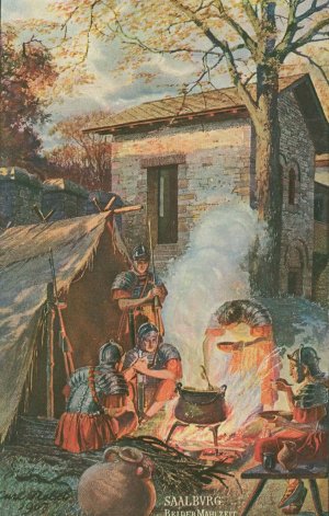 Saalburg; Bei der Mahlzet (at mealtime) by Carl Nebel Oil Painting