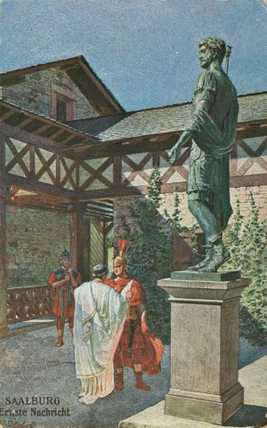 Saalburg; Ernste Nachricht (Serious news) by Carl Nebel Oil Painting