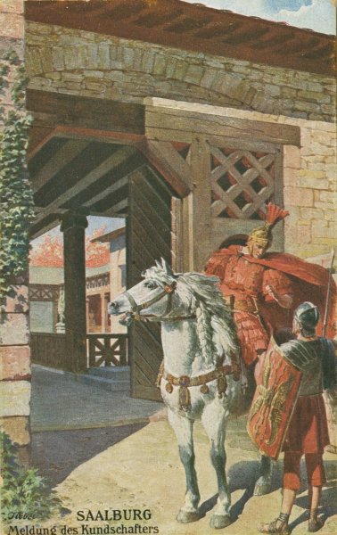Main Product Photo of Saalburg; Meldung des Kundschafters (Report from the scout)  Painting by Carl Nebel