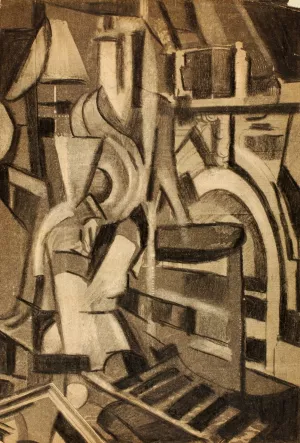 Abstract-Seated Figure by Carl Newman Oil Painting