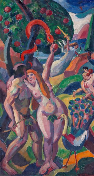 Adam and Eve by Carl Newman Oil Painting