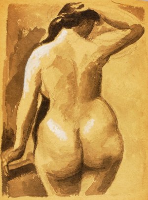 Back View of Female Nude by Carl Newman Oil Painting