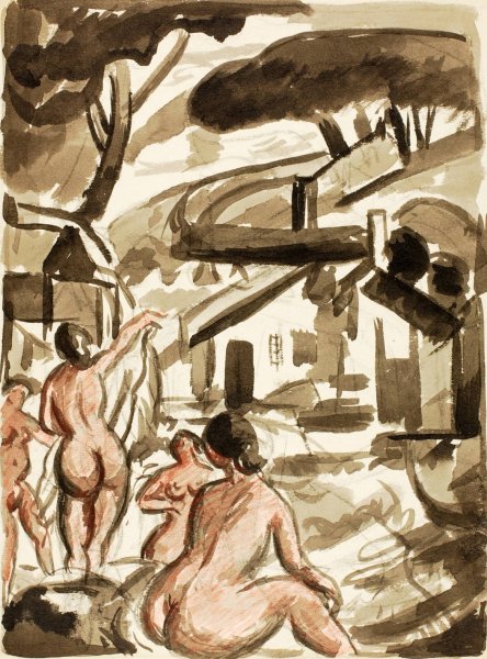 Main Product Photo of Group of Four Female Nudes Painting by Carl Newman