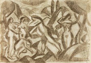 Group of Nudes by Carl Newman Oil Painting