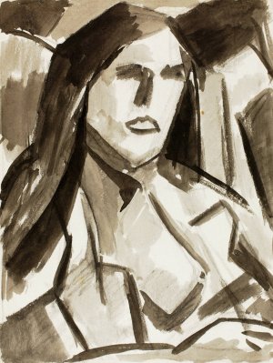 Head of Woman by Carl Newman Oil Painting