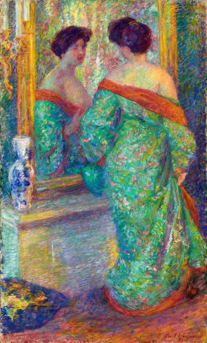 Lady Reflected in Mirror by Carl Newman Oil Painting