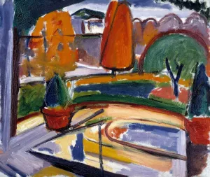 Landscape with Pond-Newman's Yard by Carl Newman Oil Painting